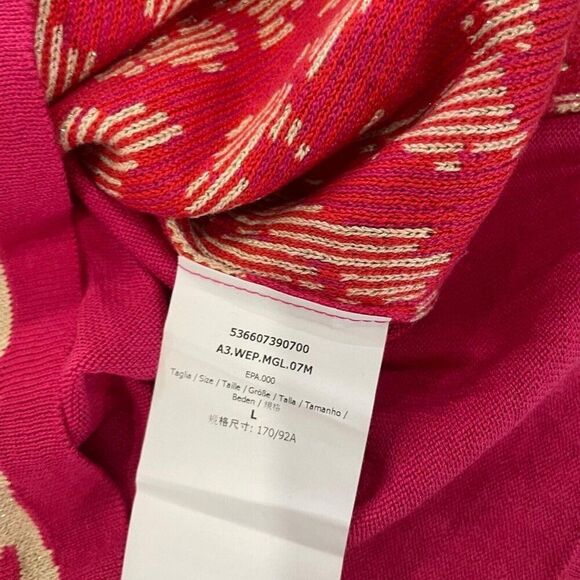 Weekend Max Mara Women Large Fuchsia Cashmere Print Sweater Silk Blend Shirt New - Picture 7 of 12